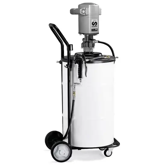 Samoa PumpMaster 35 - 60:1 pneumatische vetpompset voor 50 kg vaten - mobiel pakket met deksel