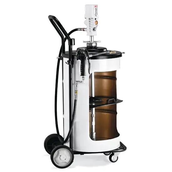 Samoa PumpMaster 3 - 55:1 pneumatische vetpompset voor 50 kg vaten - mobiel pakket met volgplaat