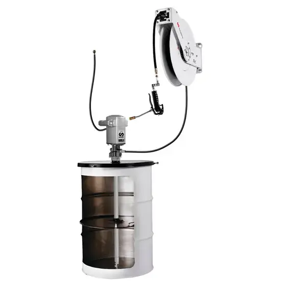 Samoa PumpMaster 35 - 60:1 pneumatische vetpompset voor 185 kg vaten - met slanghaspel en vetspuit