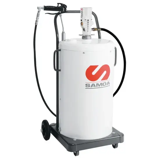 Samoa PumpMaster 3 - 55:1 pneumatische vetpompset voor 50 kg vaten - mobiel en beschermend pakket