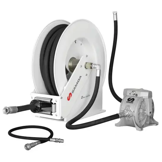 Samoa DirectFlo series DF100 - 1:1 pneumatische pompset voor afvalolie met RM-100 slanghaspel, 100 l/min