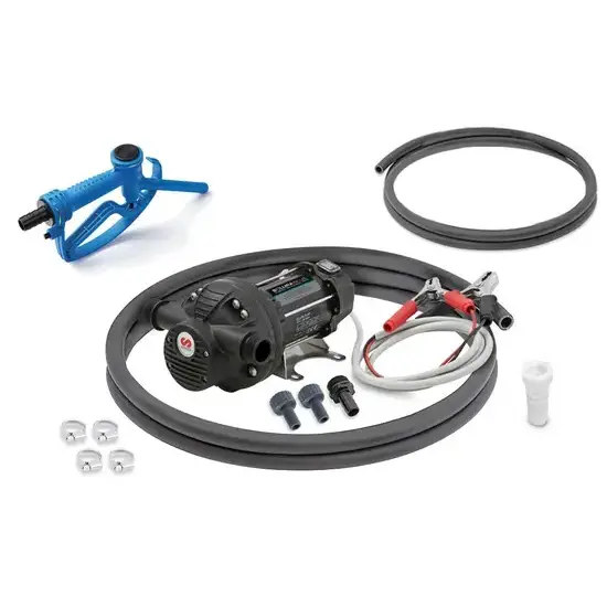 Samoa Solura series 12 V DC stationaire elektrische pompset voor AdBlue/DEF met spuitmond en voetvleugel, 32 l/min