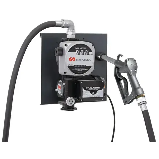 Samoa Polaris series 230 V AC stationaire elektrische pompset voor diesel met spuitmond en meter, wandmontage, 50 l/min