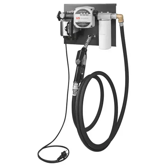 Samoa Polaris series 230 V AC stationaire elektrische pompset voor diesel met automatische spuitmond, wandmontage, meter en filter, 50 l/min