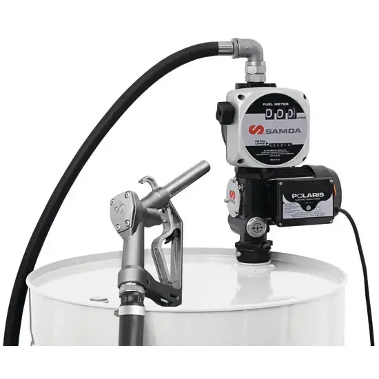 Samoa Polaris series 230 V AC stationaire elektrische pompset voor diesel met spuitmond en meter, 70 l/min