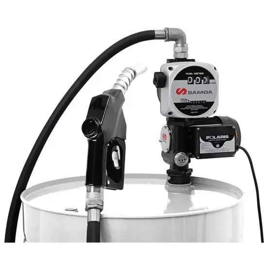 Samoa Polaris series 230 V AC stationaire elektrische pompset voor diesel met automatische spuitmond en meter, 50 l/min