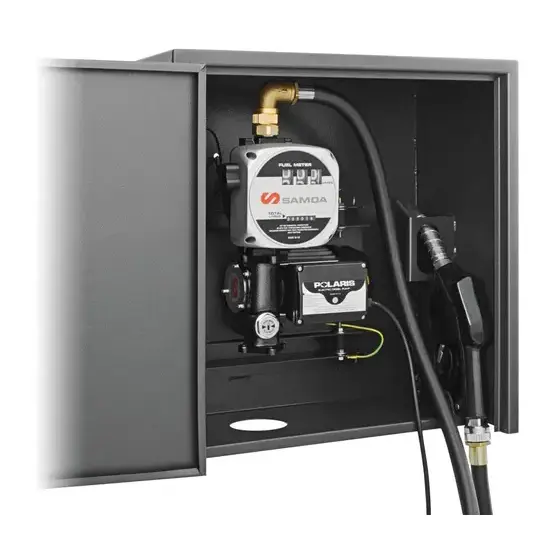 Samoa Polaris series 230 V elektrische pompset voor diesel met afsluitbare kasten en automatische spuitmond en meter, wandmontage, 50 l/min