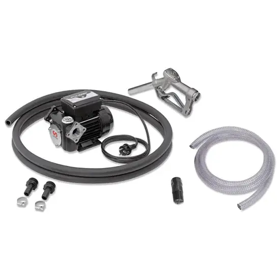 Samoa Polaris series 230 V AC stationaire elektrische pompset voor diesel met spuitmond en aanzuigstationaire set, 50 l/min