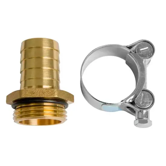 Samoa Messing slangadapter ø 25 mm met klemmen (1 stuk), 1" BSP (M)